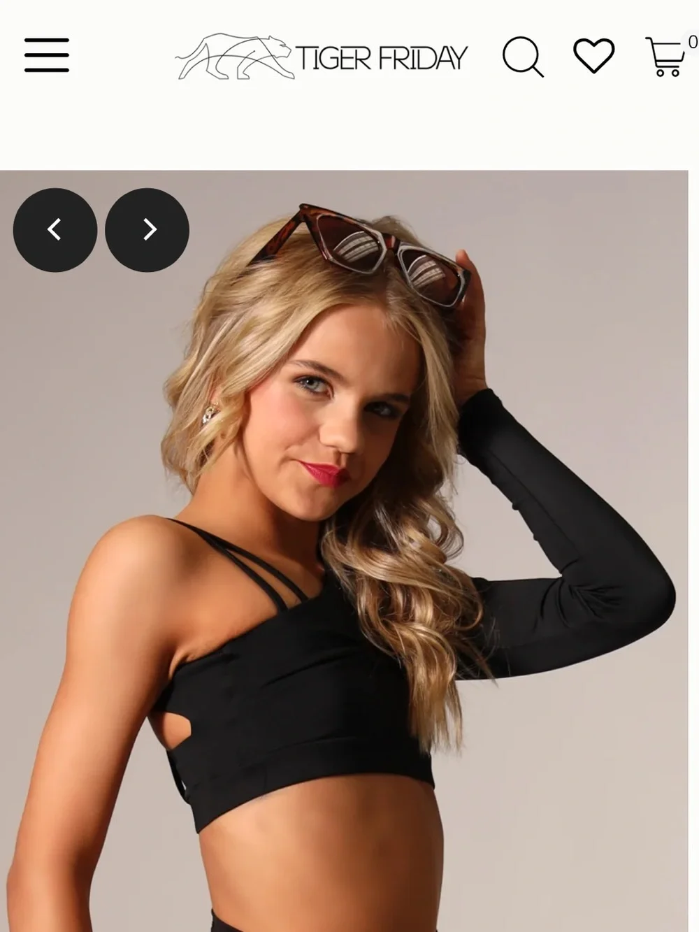 Tiger Friday Blondie Crop Top Black One-Shoulder Cutout size girls medium